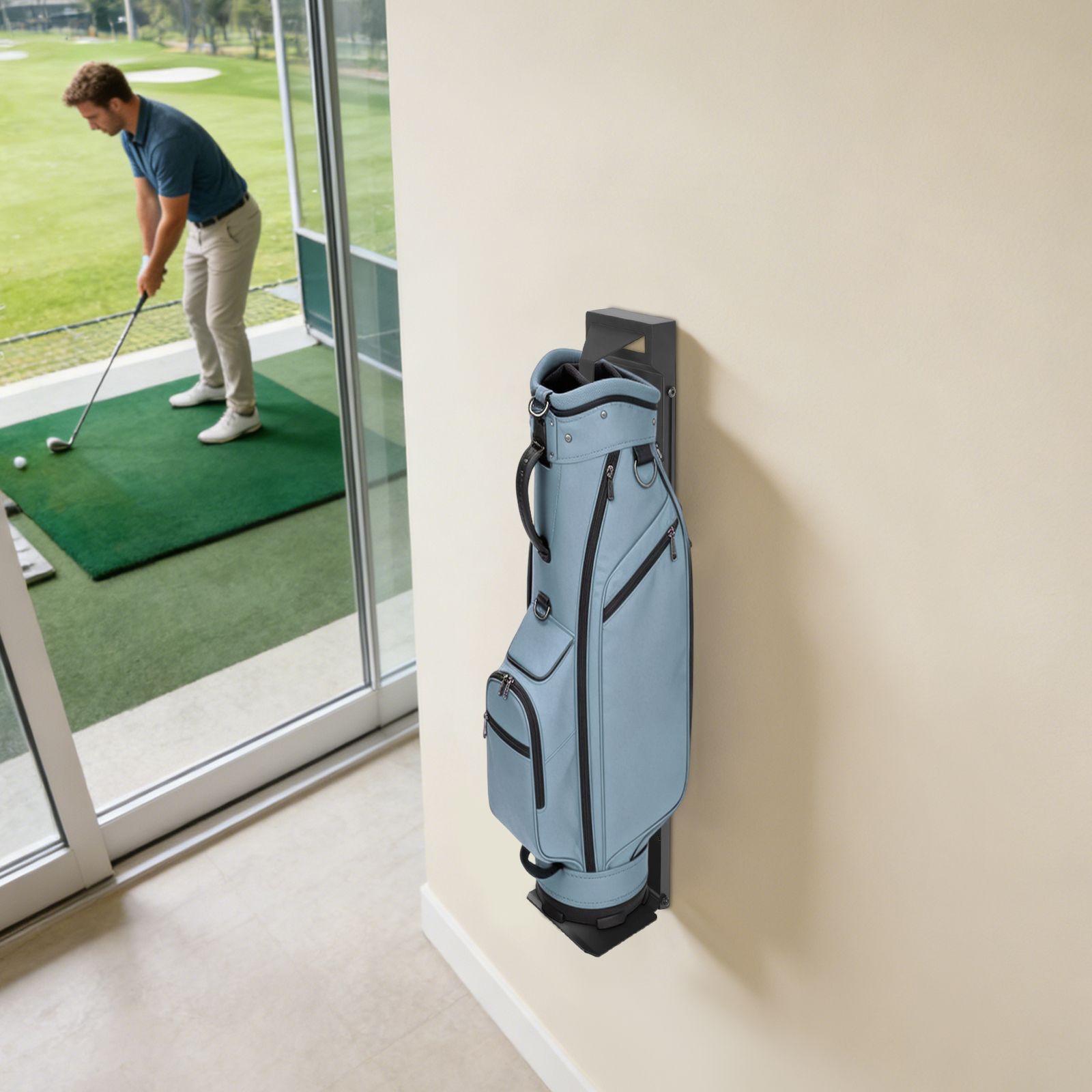Golf Equipment Garage Organizer - Wall Mount Golf Bag Holder Golf