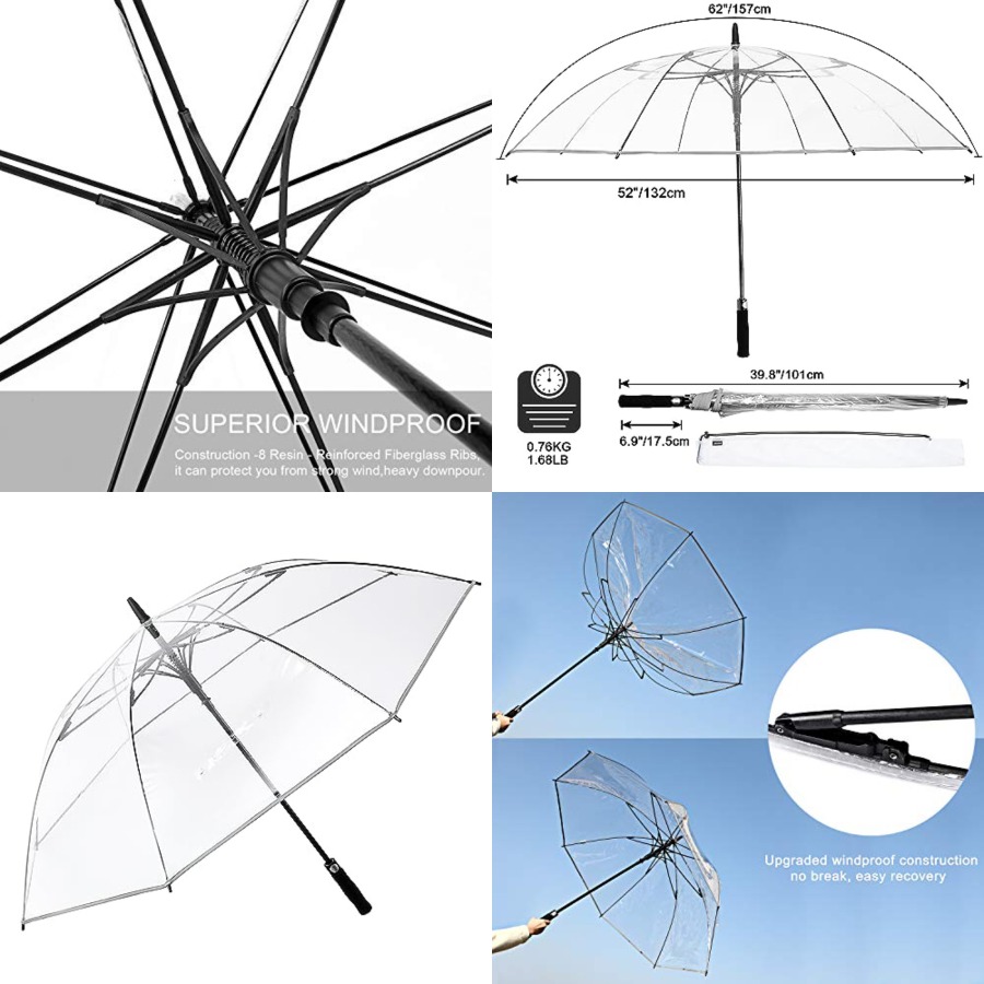 Golf Umbrella Large - Clear Golf Umbrella Transparent Auto Open