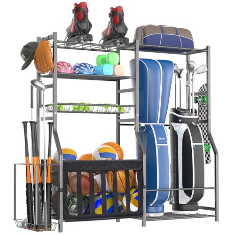 Golf Equipment Garage Organizer - Heavy Duty Garage Sports Equipment Organizer,