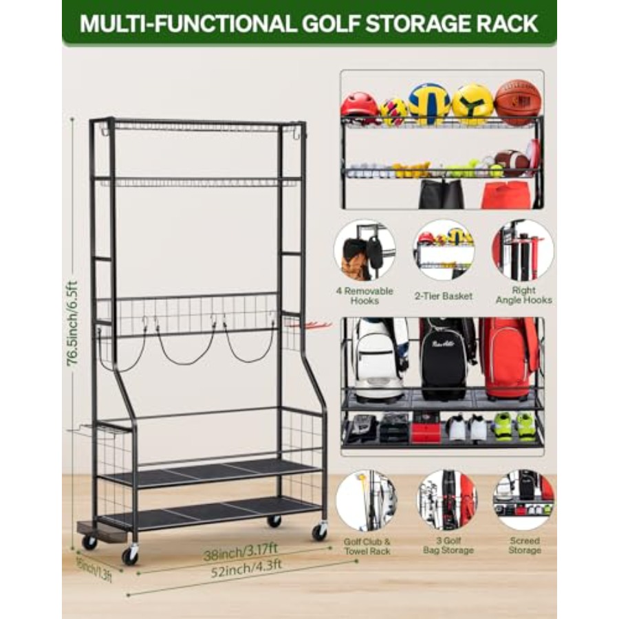 Golf Bags Storage Garage Organ - Golf Equipment Garage Organizer ulasan dan harga