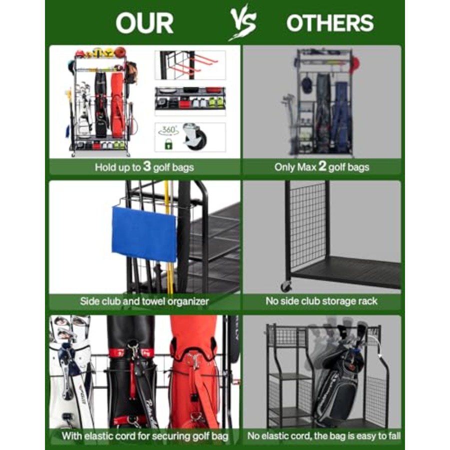 Golf Bags Storage Garage Organ - Golf Equipment Garage Organizer ulasan dan harga