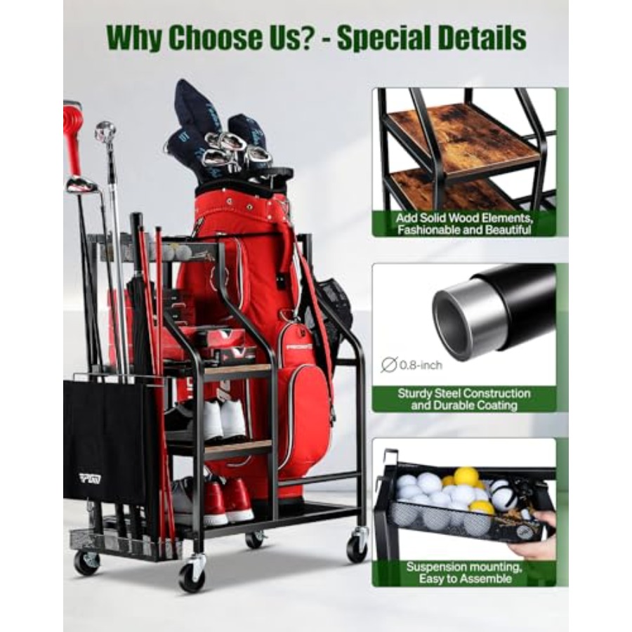 Golf Bags Storage Garage Organ - Golf Equipment Garage Organizer ulasan dan harga