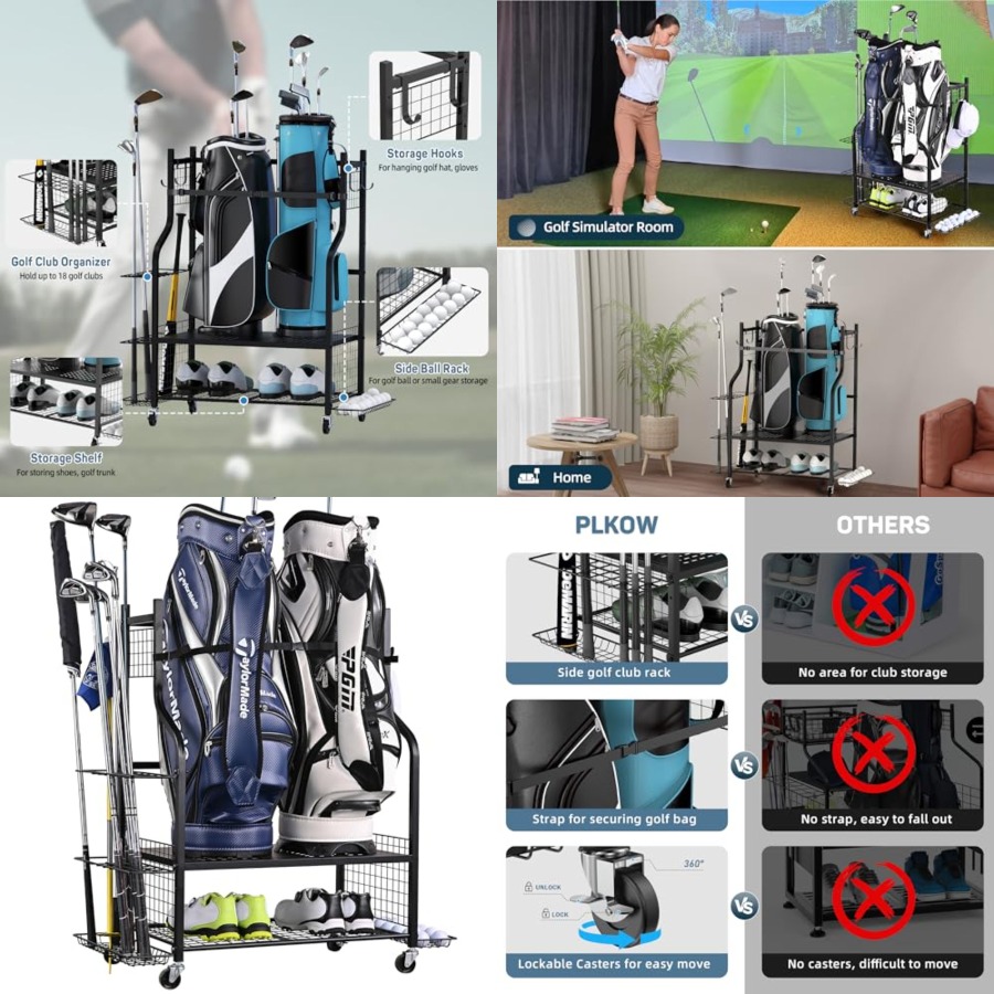 Golf Bag Storage Garage Organi - Golf Equipment Garage Organizer ulasan dan harga