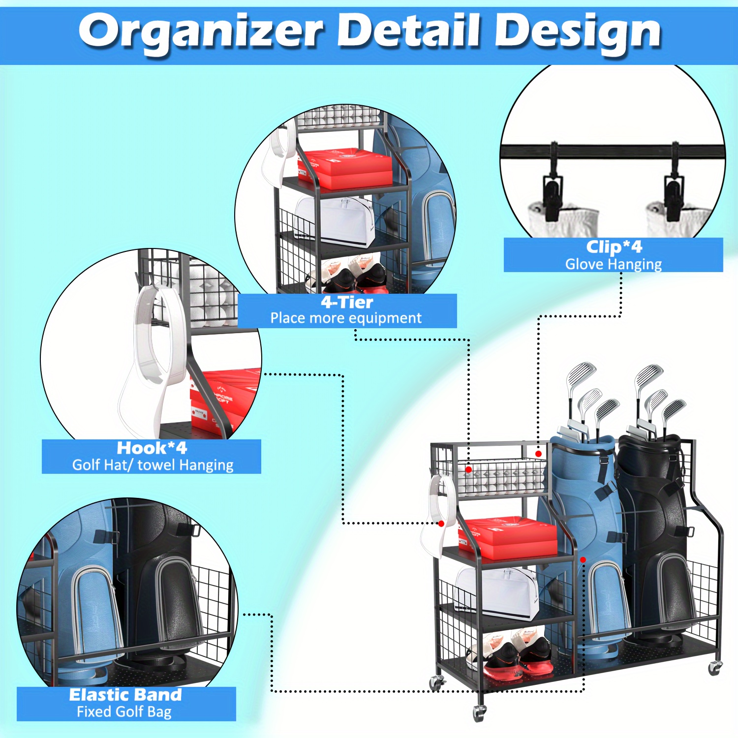Golf Storage Rack Golf Bag Org - Golf Equipment Garage Organizer ulasan dan harga