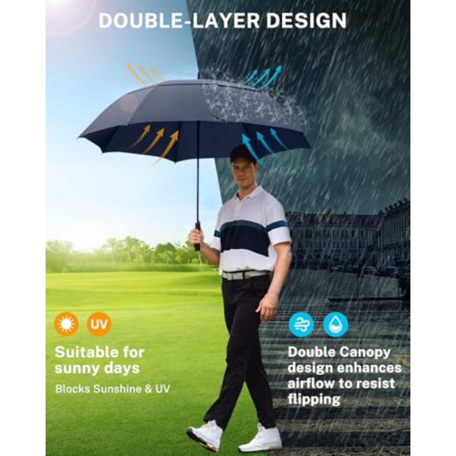 Windproof Double-ribs Golf Umb - Golf Umbrella Large ulasan dan harga