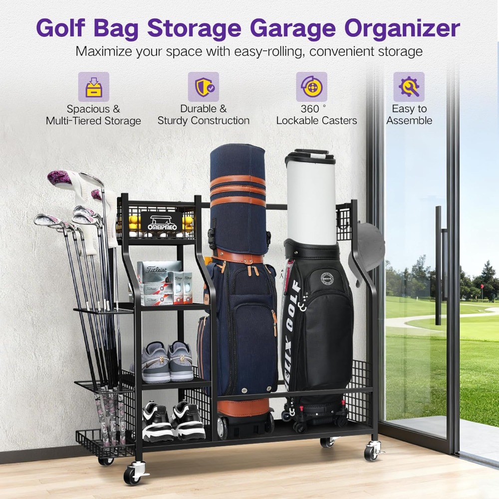 US Shipping Golf Bag Storage R - Golf Equipment Garage Organizer ulasan dan harga