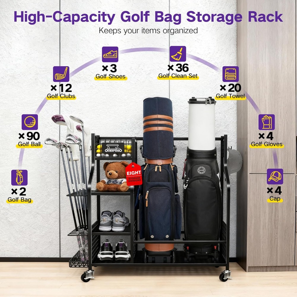 US Shipping Golf Bag Storage R - Golf Equipment Garage Organizer ulasan dan harga